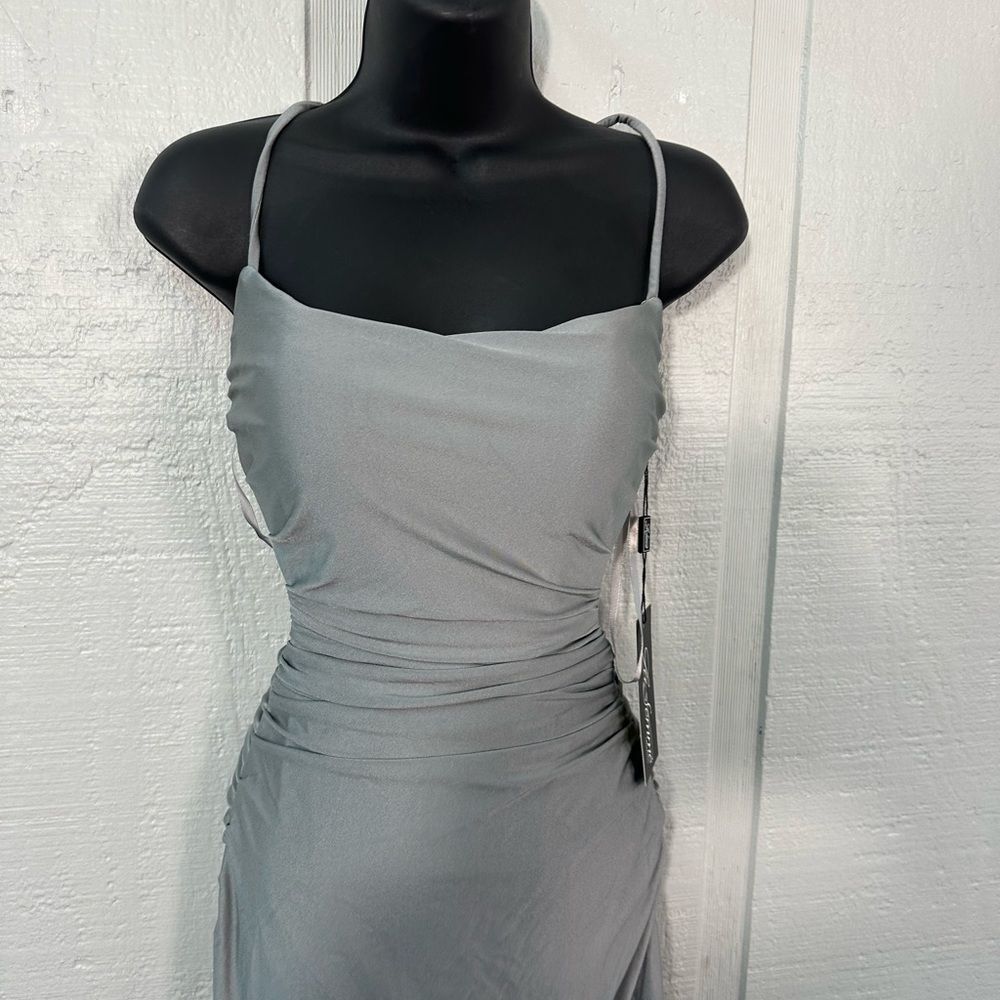 La Femme Silver Spaghetti Strap Backless Dress Size 2 NWT - Picture 4 of 11